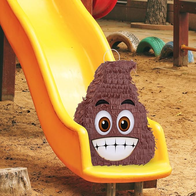 Poop Pinatas Bundle with a Blindfold and a Bat(15.7 x 13.4 x 5 Inches), Birthday Parties for Boys, Decoration for Theme Parties