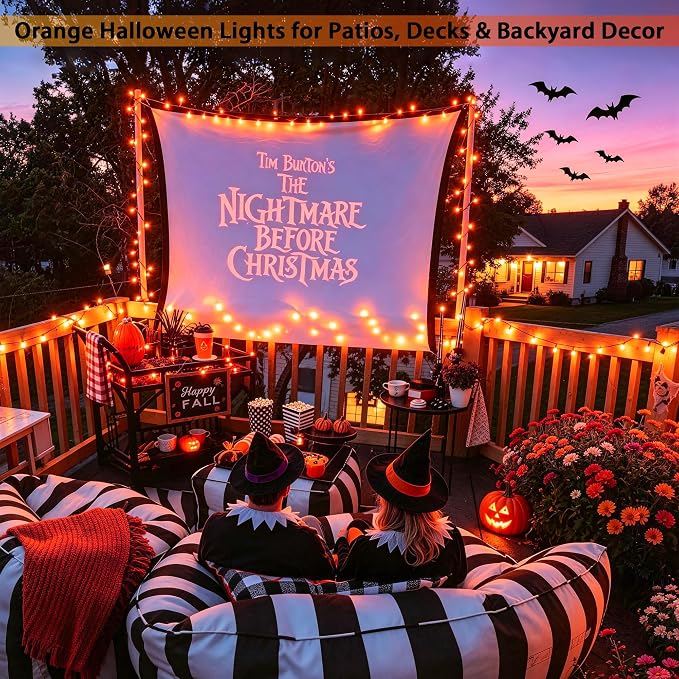 JMEXSUSS 300 LED Orange Lights for Halloween Indoor Outdoor Decor, 99FT Orange Christmas Lights Clear Wire Plug in for Fall Party RV Patio Yard Halloween Tree Decorations