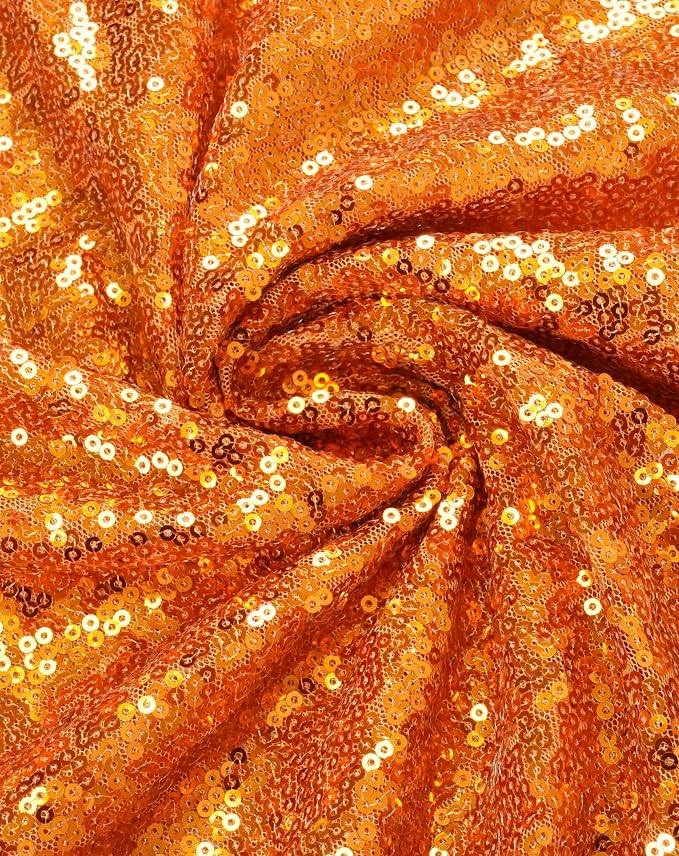 Eternal Beauty Orange Tablecloth, 120 Inch Round Sequin Tablecloth for Party Cake Dessert Table Exhibition Events