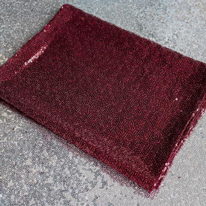 JYFLZQ Burgundy Sequin Table Runner 12" x 72" Pack of 2 Sparkly Black Metallic Table Runner Glitter Sequin Runner for Table Birthday Party Event Decorations