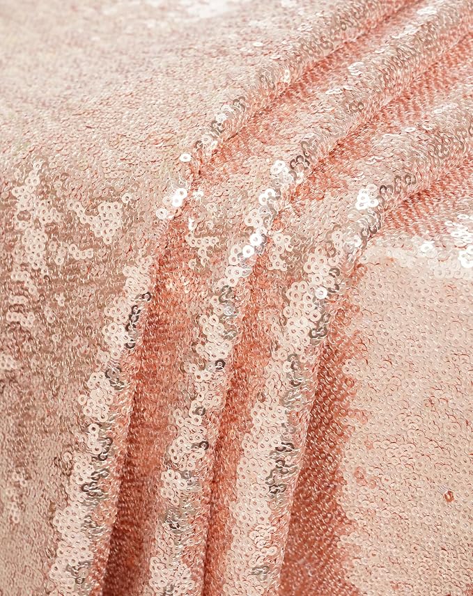 Eternal Beauty Rose Gold Tablecloth, 60x120 Inch Sequin Rectangle Table Cover for Mother's Day Cake Dessert Exhibition Party Birthday Events