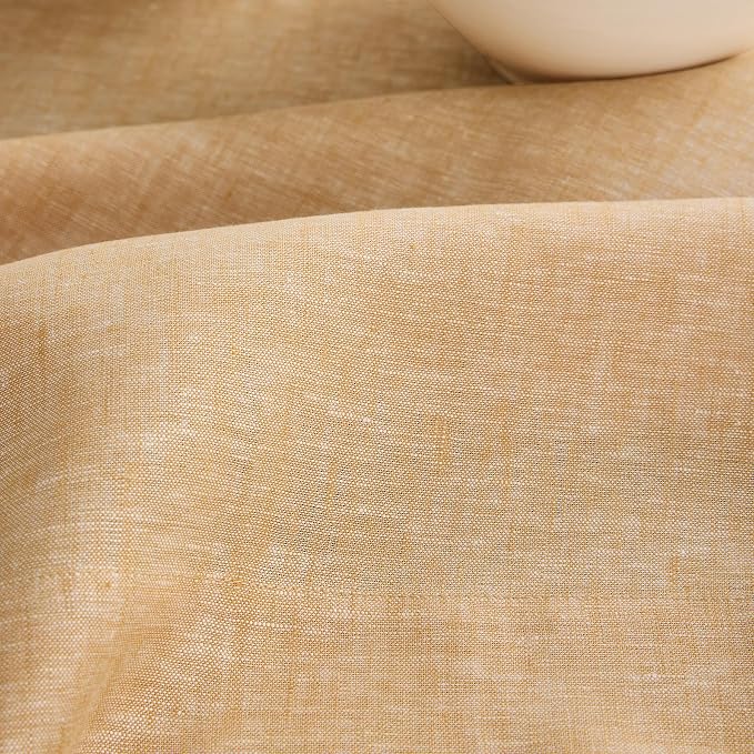 Solino Home Linen Tablecloth 60 x 144 Inch - 100% Pure Linen Golden Nugget Table Cloth for Rectangle Tables - Athena, Machine Washable Tablecloth for Summer
