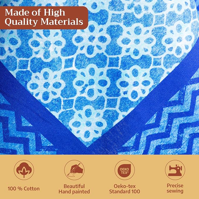 Maison d' Hermine Table Cloth Rectangle Table 100% Cotton 60 x 90 Inches Tablecloth Reusable Decorative for Dining Kitchen Room Farmhouse Party Home Hotel Restaurant Spring Summer - Indigo Love