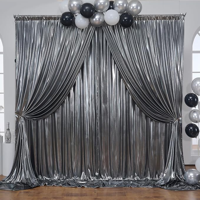 30×10FT Silver Black Backdrop Curtain Shimmer Sequin Photo Backdrop Drapes for Wedding Party Background Birthday Graduation Back Drop Bridal Baby Shower Christmas Halloween Stage Decor