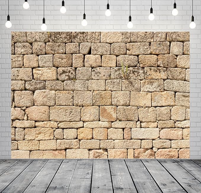 BELECO Fabric Vintage Stone Wall Backdrop - 5x3ft Ancient Rock Wall Stone Background Wallpaper for Photography, Studio Booth, Castle, Party Decorations