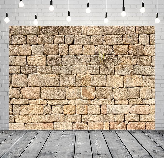 BELECO Fabric Vintage Brick Stone Wall Backdrop for Photography Ancient Rock Wall Textured Brick Stone Background for Party Decorations Studio Booth Photo Props