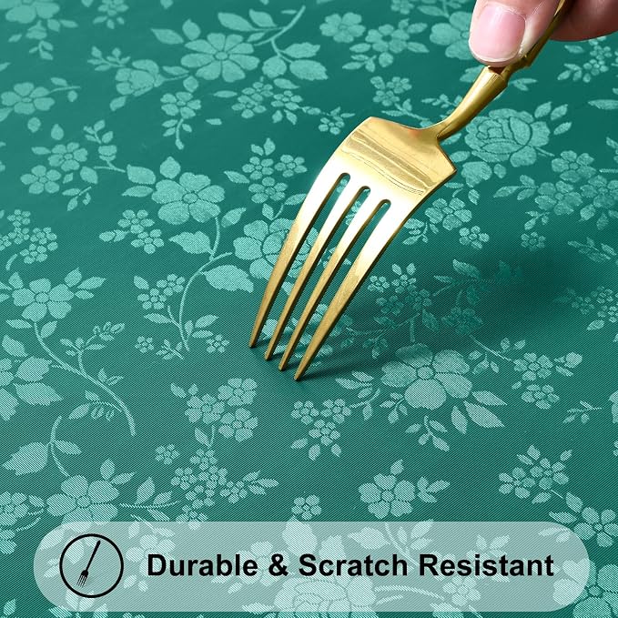 Smiry Rectangle Table Cloth, Waterproof Heavy Duty Vinyl Tablecloths, Wipeable Washable Table Cover for Kitchen and Dining Room (Christmas Green, 60" X 102")
