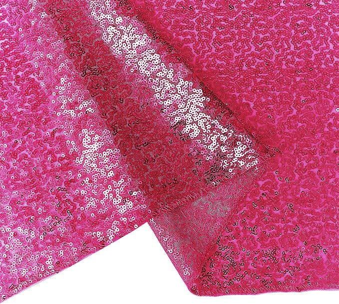 6 Packs 12 x 72 inches Sequin Table Runner, Hot Pink Glitter Table Runner for Birthday Party Supplies Wedding Engagement Baby Shower Holiday Celebration Event Decorations