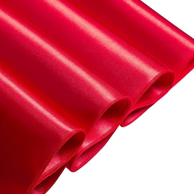 6 Pack Satin Table Cover Rectangle Silkly Soft Table Cloth, Satin Dining Table Cloths for Wedding Banquet Table Decoration, Dining Room, Indoor and Outdoor Use, 60 x 84 Inches, Red