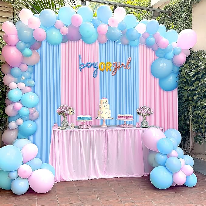 30ft x 10ft Wrinkle Free Baby Blue Backdrop Curtain for Boy Birthday Party, 6 Panels 5×10ft Soft Silky Polyester Blue Photo Backdrop Drapes for Baby Shower Gender Reveal Wedding Photography