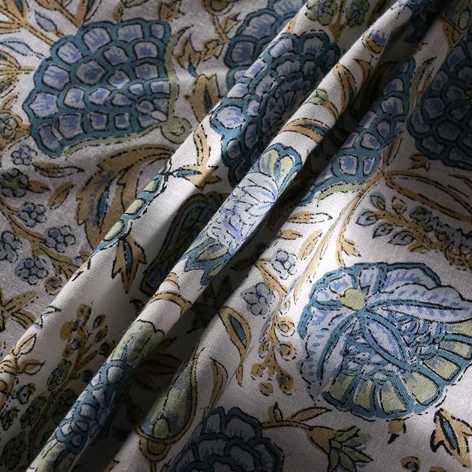 Ridhi Round Tablecloth Hand Block Print 100% Cotton Reusable Asparagus Green 132 Inch Table Cover Decorative Everyday Use for Dining, Home, Party, Wedding, Farmhouse Gift for Spring, Mother's Day