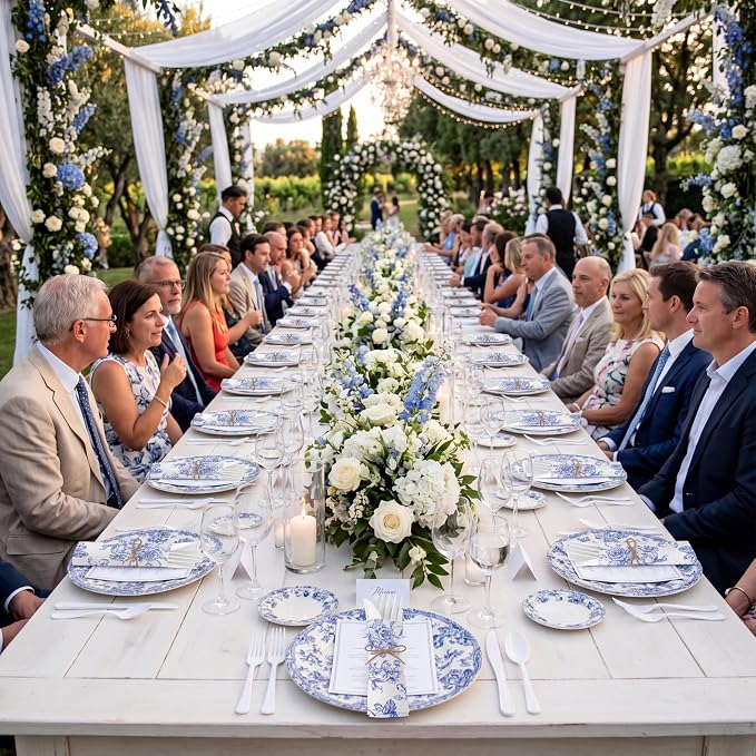 400 Pcs Something Blue Before I Do Blue Floral Wedding Supplies Biodegradable Disposable Tableware for 100 Guests Knives Spoon Fork Floral Paper Napkins for Bridal Shower Bridesmaid Gift
