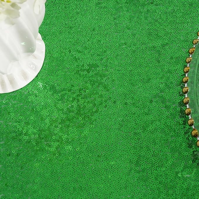 Juya Delight Green Sequin Tablecloth 60'' x 102'' Rectangle Table Cloth for Wedding Birthday Party Festival Ceremony Cake Dessert Table