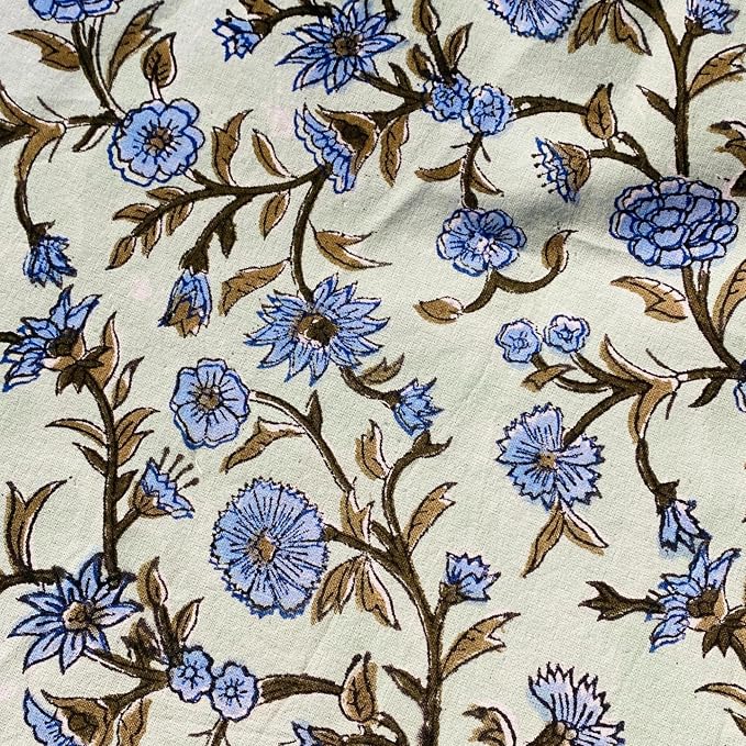 Ridhi Round Tablecloth Hand Block Print 100% Cotton Reusable Laurel & Army Green 60 Inch Table Cover Decorative Everyday Use for Dining, Home, Party, Wedding, Farmhouse Gift for Spring, Mother's Day