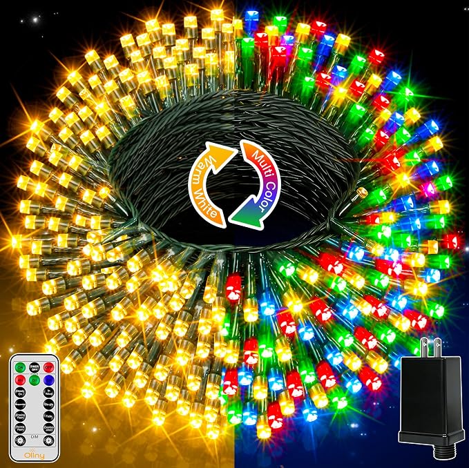 Ollny Christmas Lights, 131FT 400 LED Color Changing Christmas Tree Lights with 11 Modes Remote Control Waterproof Outdoor Christmas Lights for Outside Indoor Patio Xmas Decorations