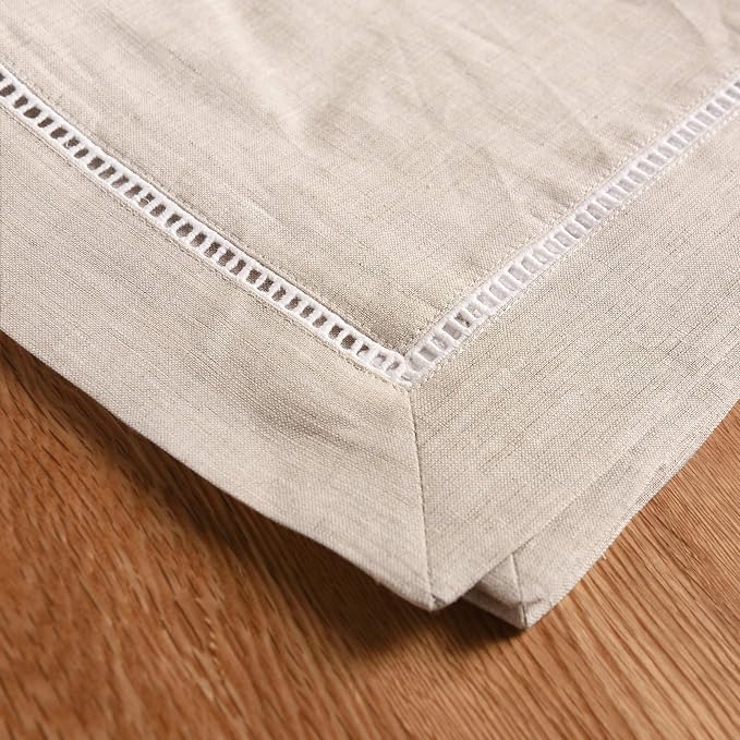 Simple&Opulence 100% Linen Dinner Napkins, Hemstitched Decorative 18x18 Inch Natural French Flax Cloth, Pack of 4 Reusable Napkins,Stone Washed with Handcrafted Mitered Corners