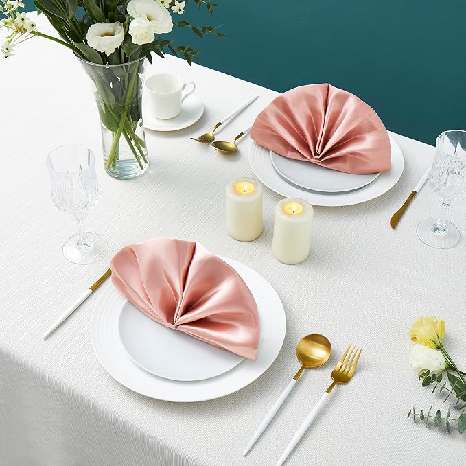 100 Pack Square Satin Dinner Napkins, 20x20 Inches Silky Soft Smooth Table Cloth Napkins for Restaurant Weddings Banquet Party Decoration, Rose Gold