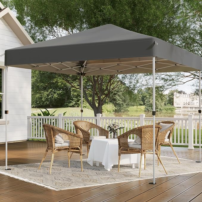 8x8 Pop Up Canopy Tent,Outdoor Canopy with Carry Bag,Easy Up Canopy with 3 Adjustable Height, Outdoor Gazebo Straight Legs,UPF 50+ Event Shelter Tents for Parties,Camping,Market,Patio(Grey)
