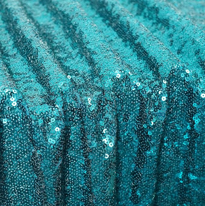 Poise3EHome Teal Sequin Tablecloth 50×80 Inch Rectangle Sparkly Fabric Table Cover Overlay for Baby Shower Birthday Party Wedding Christmas Holiday Decoration