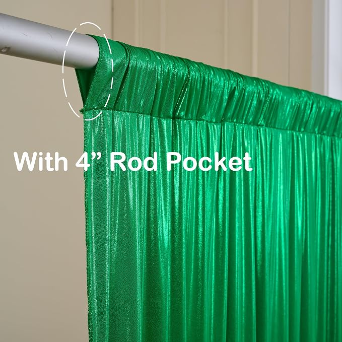 10x10ft Green Sequin Backdrop Curtains, Wrinkle Free Glitter Backdrop Drapes for Wedding Parties Photography Stage Decor, Non-Shedding 2 Panels Set (5x10ft Each)