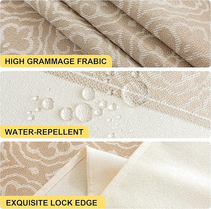 Nordic Beige Rectangular Tablecloth, Premium Drape, Water & Stain Resistant, Elegant Rectangle Table Cover for Dining, Kitchen, Party, Home Decor