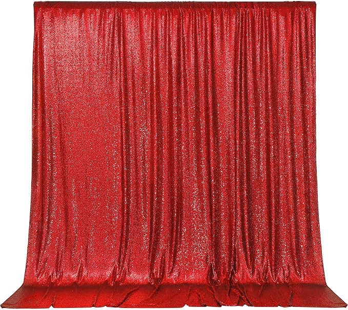 PartyDelight Red Sequin Backdrop 6x6ft 4 Inch Rod Pocket | Dense 3mm sequins on mesh backing with 4 inch rod pocket for full body photos ceremony arches party walls and stage displays