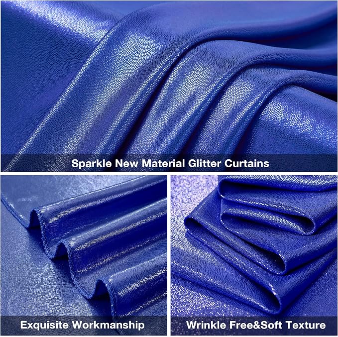 10x10FT Royal Blue Sequin Backdrop Curtain for Party - 2 Panels 5x10FT Wrinkle-Free Shimmer Drapes for Birthday, Wedding, Christmas, Decorations & Photography