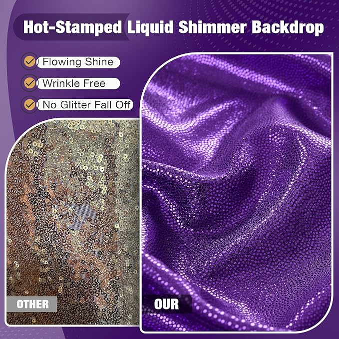 20x10FT Purple Sequin Backdrop Curtain for Party - 4 Panels 5x10FT Wrinkle-Free Shimmer Drapes for Birthday, Wedding, Christmas, Decorations & Photography