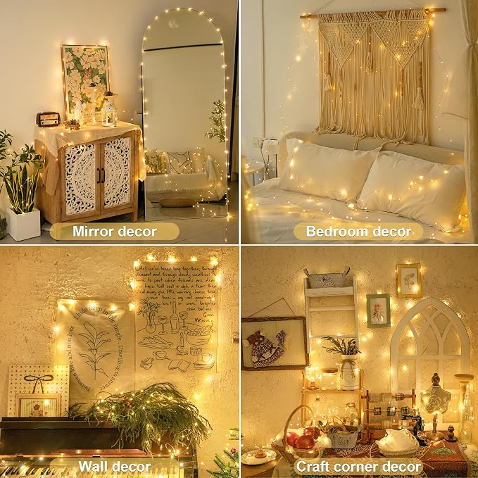 JMEXSUSS 2 Pack Fairy Lights Battery Operated with Remote, Total 400 LED 132ft Battery Powered String Lights, Twinkle Fairy Lights for Bedroom, Classroom, Dorm, Tree, Indoor, Outdoor Decor, Warm White