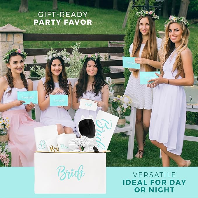 56 Piece Bachelorette Party Favors Kit – Bridesmaid Proposal Gifts & Bride-to-Be Accessories | Team Bride Decorations, Sashes, Sunglasses, Cups & More (Turquoise 7 Pack, 56)