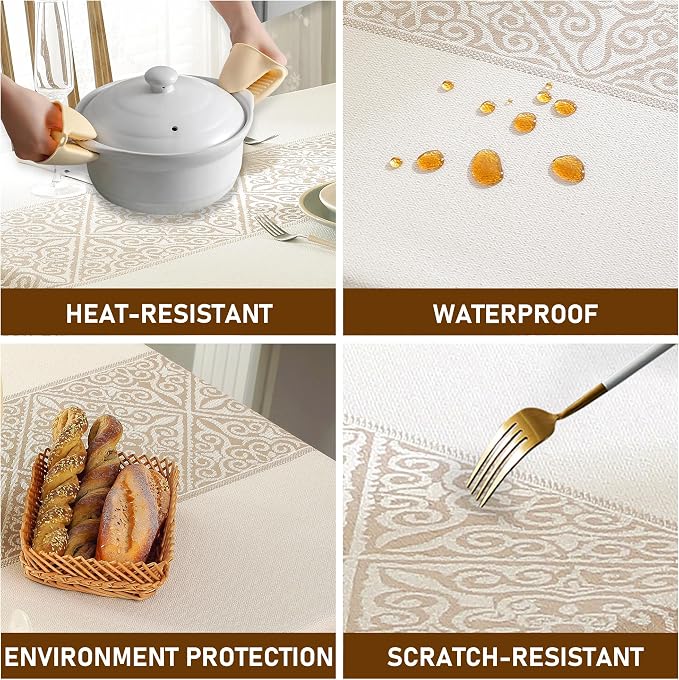 Linen Tablecloths for Rectangle Tables,Fabric Tablecloth Advanced Waterproofing Technology for Dinningroom,Farmhouse