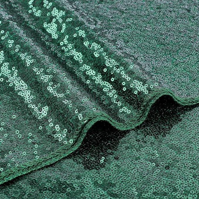B-COOL Sequin Tablecloth Sparkle Wedding Tablecloths for Round Table Emerald Green Sequence Table Skirts Cloths Christmas St. Patrick's Day Parties 90x132 Inch
