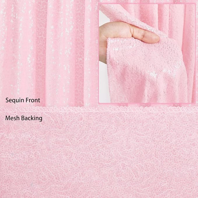 B-COOL Pink Tablecloth Sequin Table Overlays Elegance Wedding Decoration Rectangular Party Tablecloths Sequin Table Drapes for Patio Birthday 90x90inch