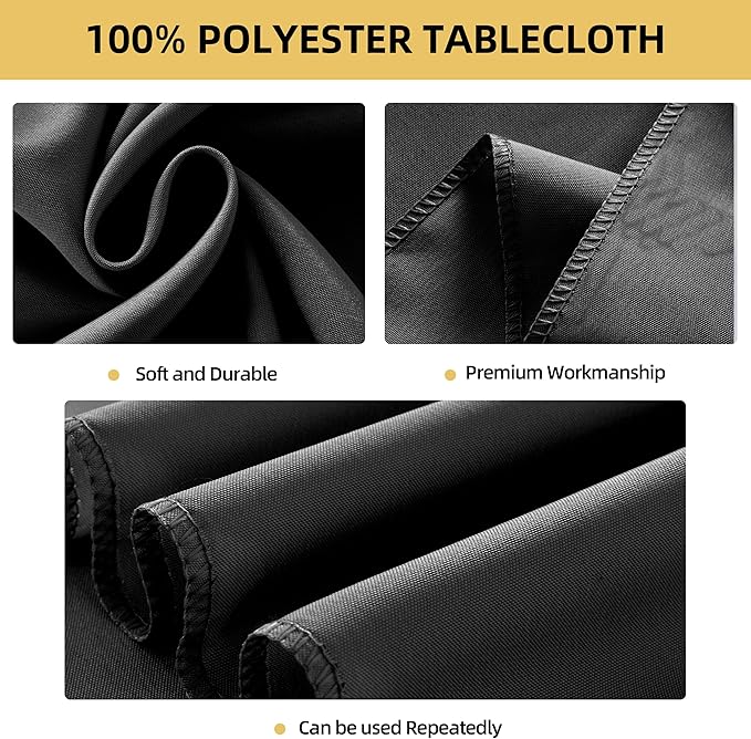 6-Pack 60x120 inch Grey Table Cloths, Solid Stain and Wrinkle Resistant Oblong Tablecloth, Premium Plain Weave Polyester Fabric Rectangle Table Linen Covers for Hotel, Wedding