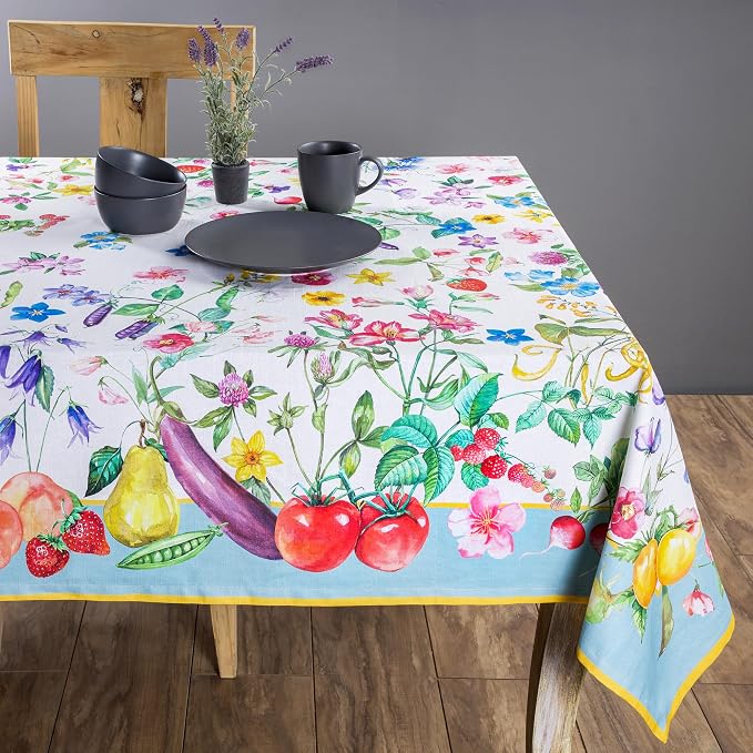 Maison d' Hermine Table Cloth Square Table 100% Cotton 54 x 54 Inches Tablecloth Reusable Decorative for Dining Kitchen Room Farmhouse Party Home Hotel Restaurant Spring Summer - Giverny