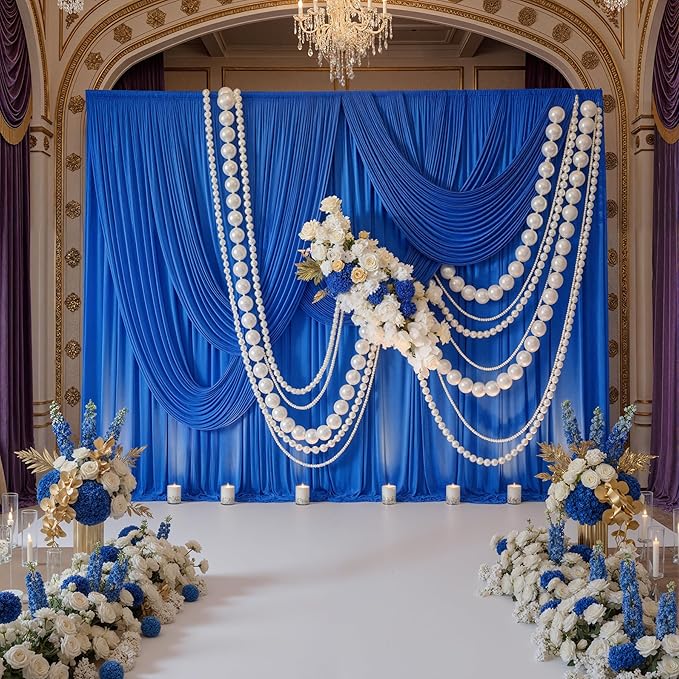 40ftx10ft Wrinkle Free Royal Blue Backdrop Curtains for Parties, 8 Panels 5x10ft Silky Polyester Photo Backdrop Drapes for Weddings Birthday Photography Background Curtains