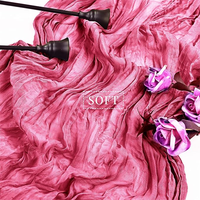 12 Pieces Hot Pink Cheesecloth Table Runners 10FT Gauze Fabric Runner for Tables Boho Table Runner Decoration Rustic Sheer Runner for Wedding Birthday Baby Bridal Shower Party (35 x 120 Inches Long)