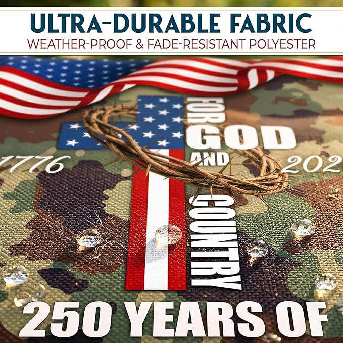 FLAGWIX American 250 Years of Blessing Flag - Polyester Double-sided Yard Flags For Outside Garden Flag (11.5" x 17.5") - 4th of July Memorial Day Decorations, Gifts For Men Veteran Army Military
