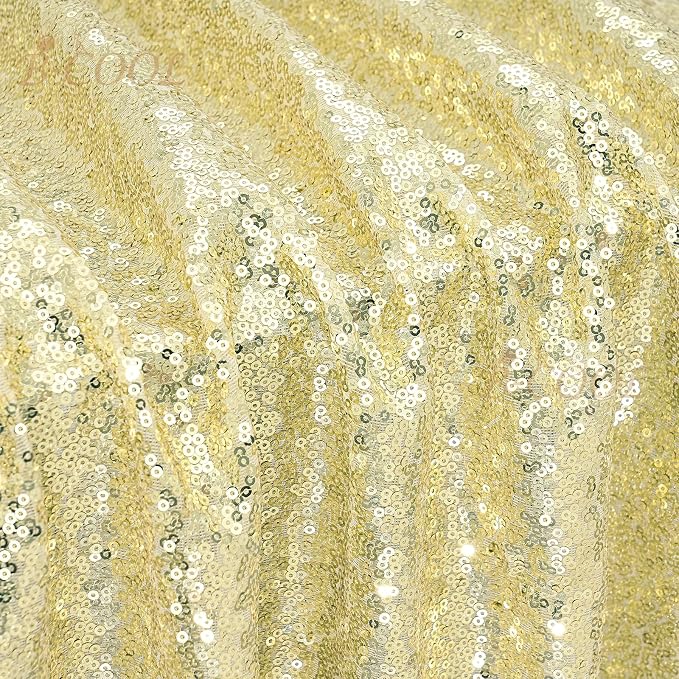 B-COOL Light Gold Sequin Tablecloth Decoration for Parties: 50x80 Inches Rectangle Tablecloth Table Covers - Party Celebrations Tablecloth Decorations