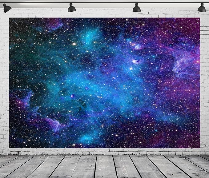 BELECO 12x8ft Fabric Cosmic Galaxy Backdrop Wall Décor Starry Sky Milky Way Stars Backdrop Universe Space Theme Photo Background Galaxy Baby Shower Birthday Party Decorations Studio Photo Props