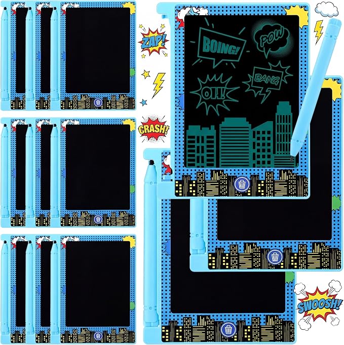 Nezyo 12 Pack Comics Party Favors Mini LCD Writing Tablet for Kids 4.6 Inch Doodle Board Drawing Tablet Erasable Reusable Electronic Drawing Pads for Comics Party Decor Birthday Supplies