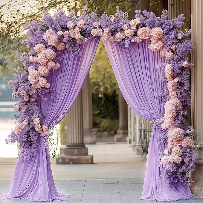 Wokceer Lavender Purple Backdrop Curtain for Wedding Parties 3 Pack 10x8FT Wedding Curtains Photo Backdrop Drapes Polyester for Photoshoot Baby Shower Birthday Party Background 6 Panels 5x8FT