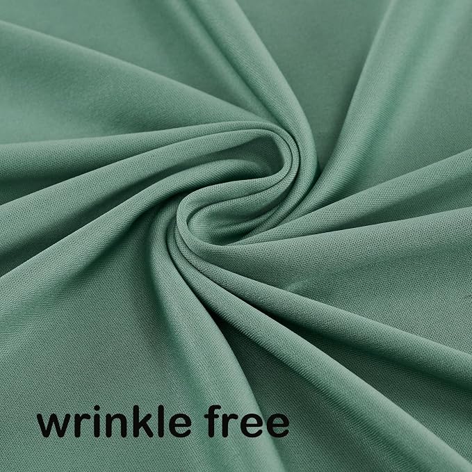 50ft x 15ft Grayish Green Backdrop Curtains for Wedding Parties, 10 Panels Extra Long Wrinkle Free Fabric Drapes Photo Backdrop for Baby Shower Birthday Stage Reception Lobby Decoration