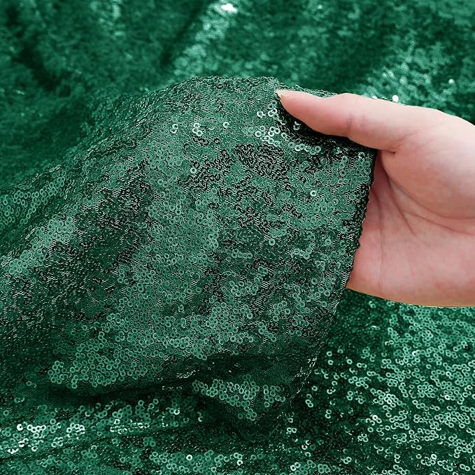 Sugargirl 10 Packs 12 x 72 inches Sequin Table Runner, Glitter Dark Green Table Runner for Birthday Party Supplies Wedding Holiday Celebration Event Decorations