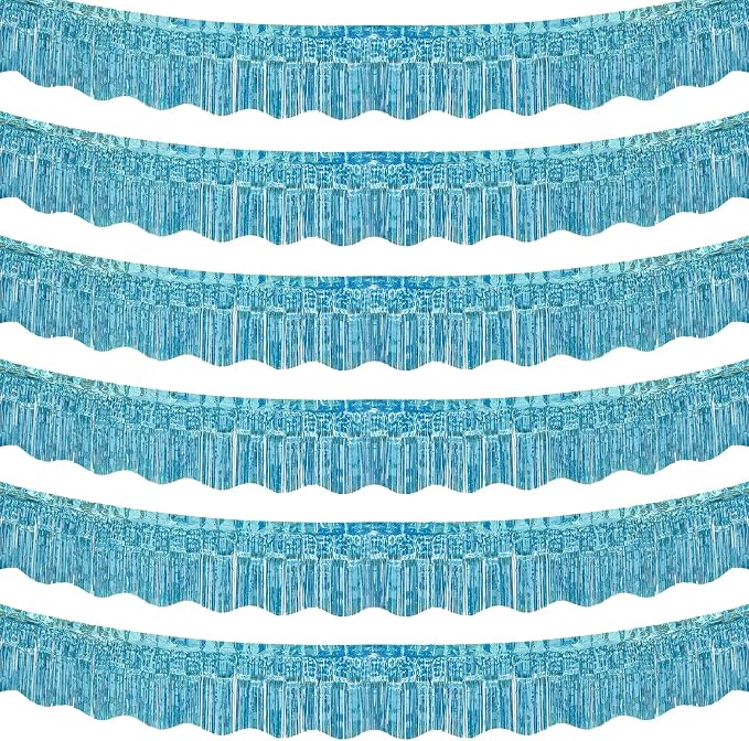 LOLStar Blue Foil Fringe Tinsel Garland, Tinsel Streamers Banner, 6 Pack | 60Ft Tinsel Streamers, Shiny Blue Tinsel Fringe Banners for Wedding, Birthday, Anniversary, Christmas, New Year Party Decor
