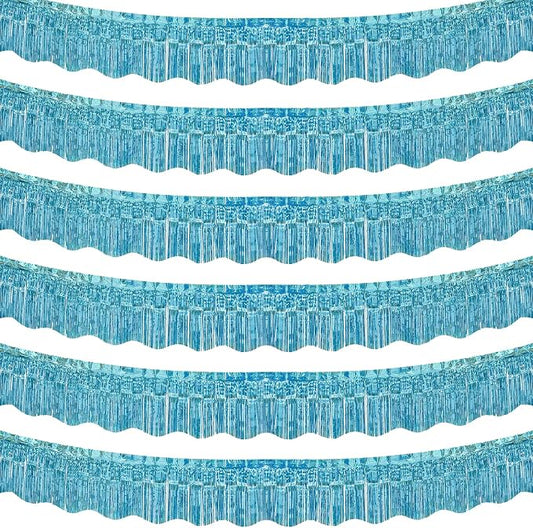 LOLStar Blue Foil Fringe Tinsel Garland, Tinsel Streamers Banner, 6 Pack | 60Ft Tinsel Streamers, Shiny Blue Tinsel Fringe Banners for Wedding, Birthday, Anniversary, Christmas, New Year Party Decor