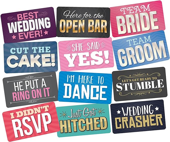 KING PROPS Photo Booth Props Wedding Parties Decorations Set DIY Water Proof Great Addition to Any Party Fun Props, 6 Count PVC