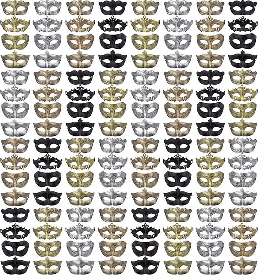 FEQO 128 Pieces Masquerade Masks Vintage Antique Venetian Masks for Men Women