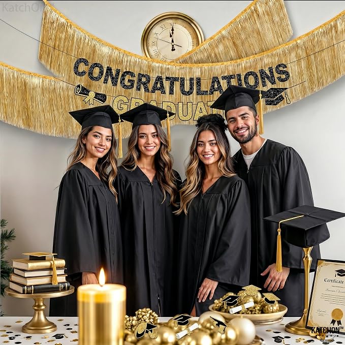 KatchOn, Large Champagne Gold Fringe Garland - 6.5 Feet, Pack of 2 | Foil Fringe Banner for 50th Birthday Decorations | Gold Streamers for Casino, Bachelorette, Graduation Decorations 2026