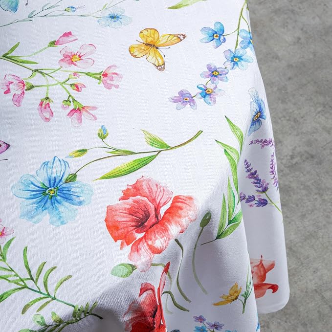 Maison d' Hermine Table Cloth Round Table 100% Cotton 69 Round Inches Tablecloth Reusable Decorative for Dining Kitchen Room Farmhouse Party Home Hotel Restaurant Spring Summer - Just Floral